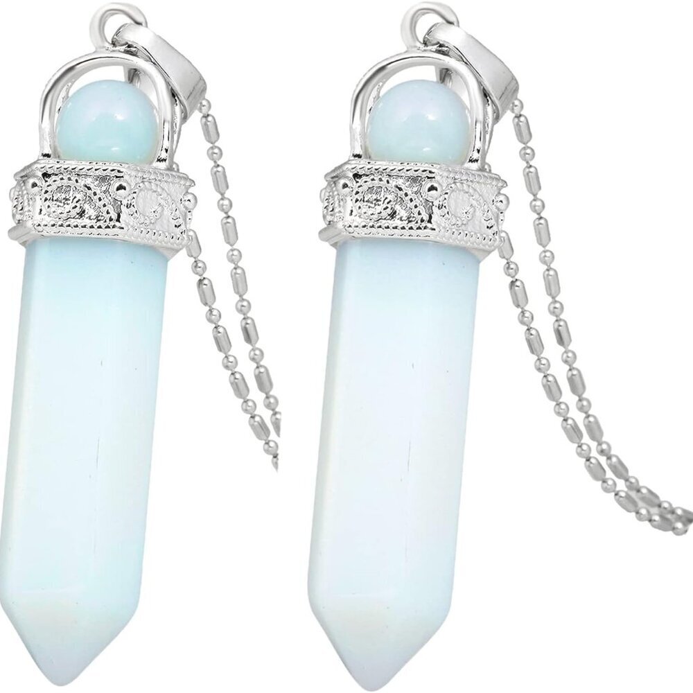 Crystal Point Necklaces Hexagonal Prism Stone Pendants with Chain Healing Jewelr